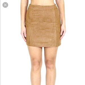 Bishop & Young Camel Suede Mini Skirt